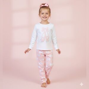 3T Carter’s Fleece Ballerina Pajama Set in Pink & White. Warm perfect for winter